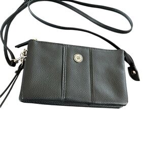 Stone Mountain Pebble Black Leather Trifecta Clutch or Crossbody Purse